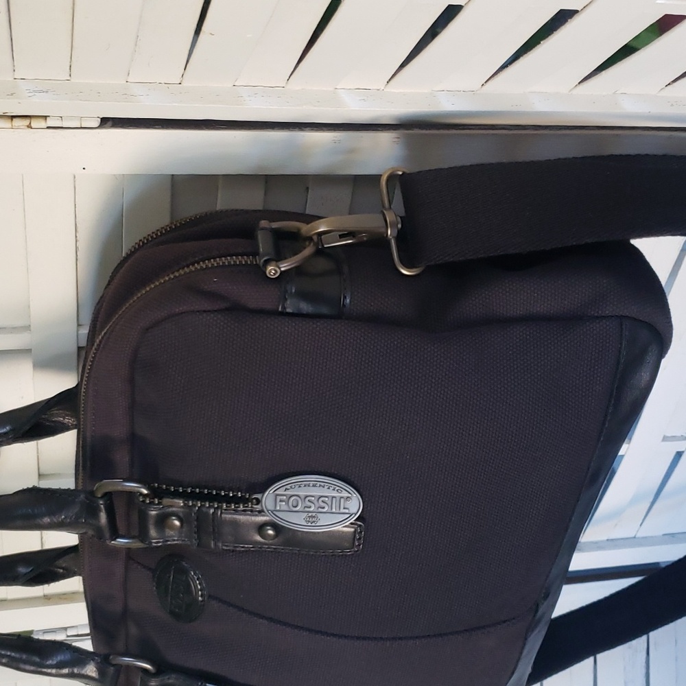 Fossil Black Canvas Messages Bag - image 2